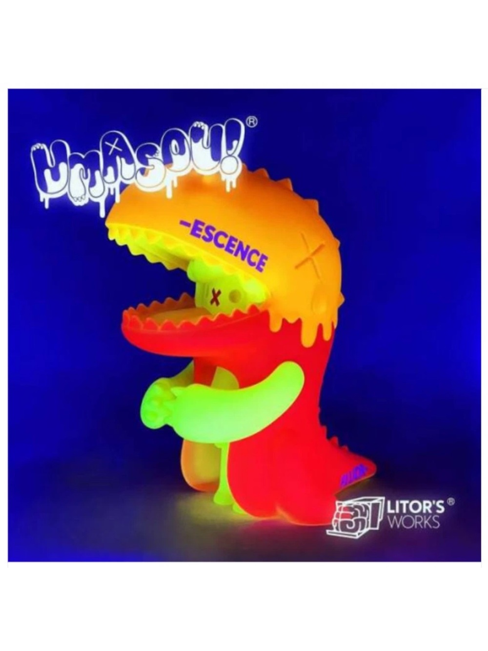 Fluor-Escence Neon UMASOU 400% Dinosaur Figure - Orange, Red, Yellow -Glows!